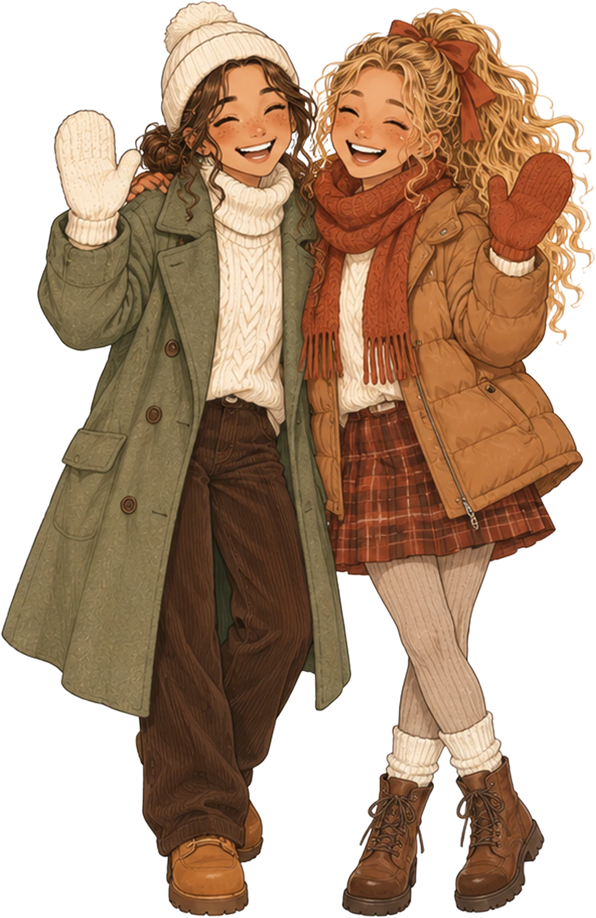 Mila und Liv winken