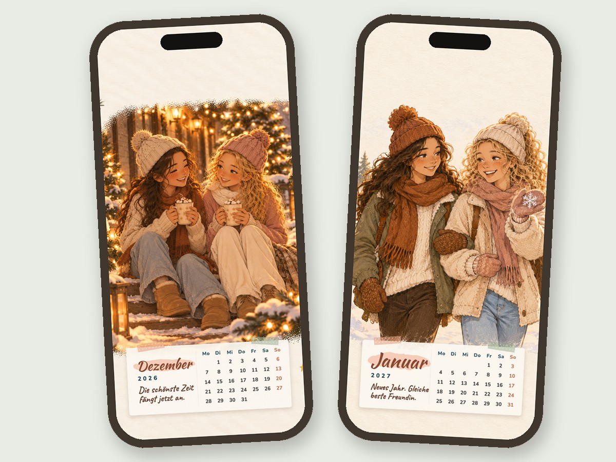 Dezember und Januar, mit Kalender