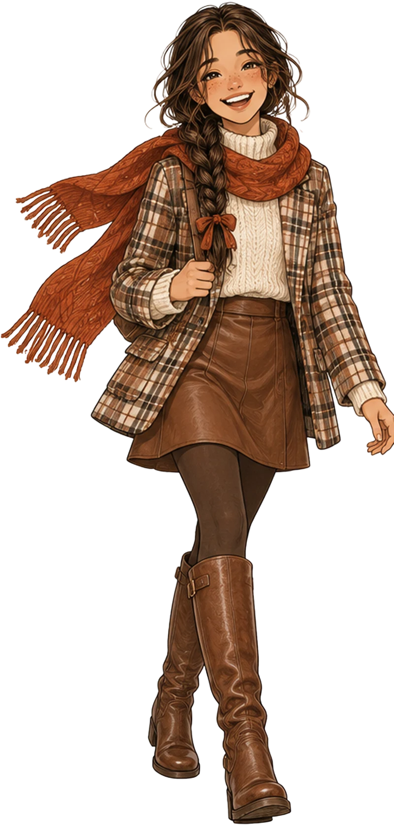 Mila in Karojacke mit Schal